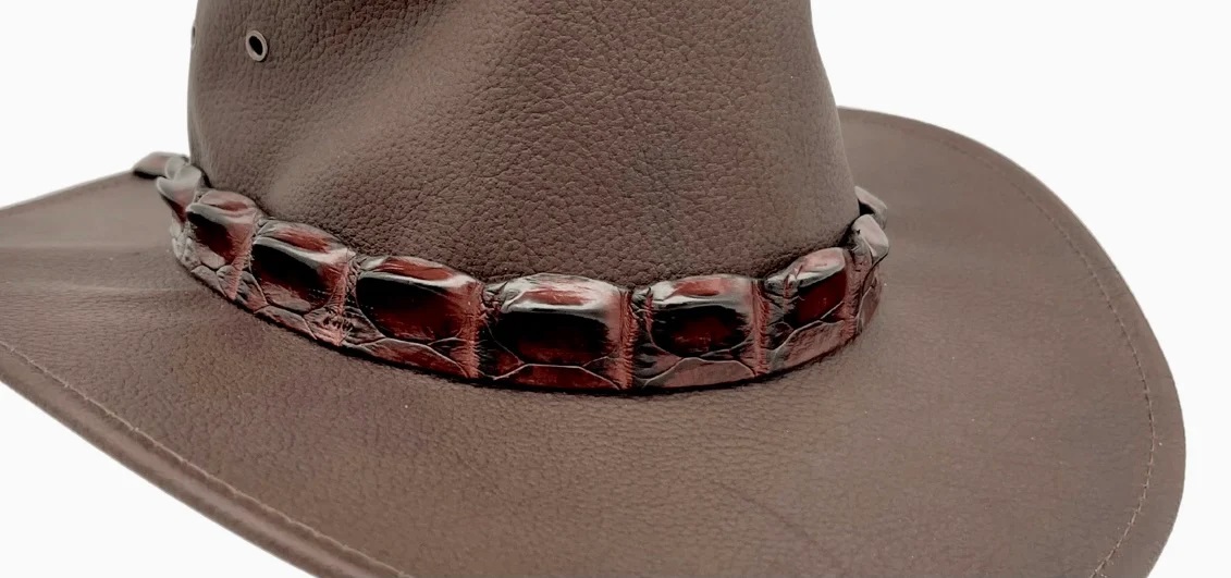 Jacaru Crocodile pásek na klobouk Brown