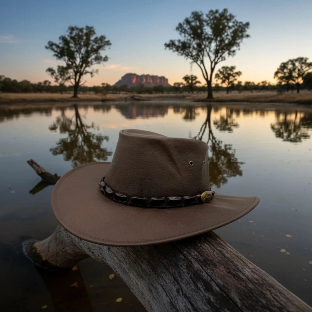 Jacaru Croc Digger Brown australský kožený klobouk