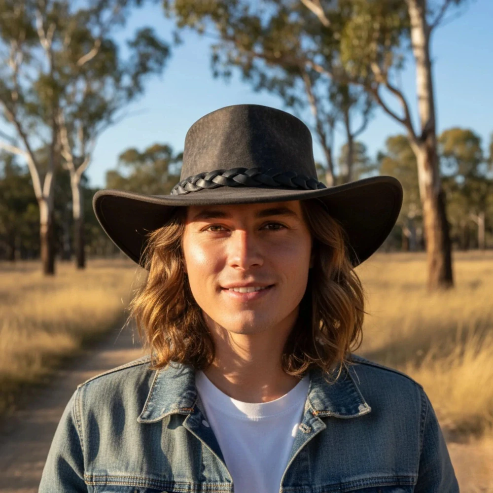 Jacaru Roo Squashy Stonewash australský kožený klobouk