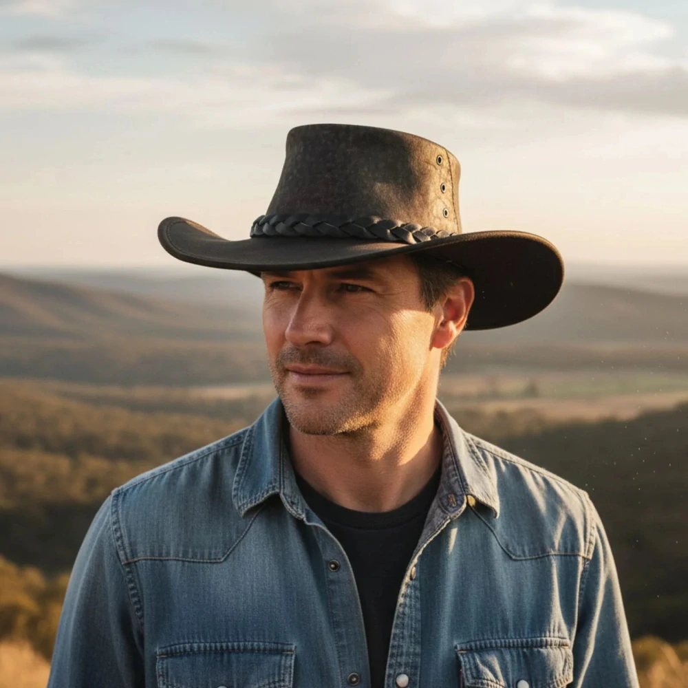 Jacaru Roo Squashy Stonewash australský kožený klobouk