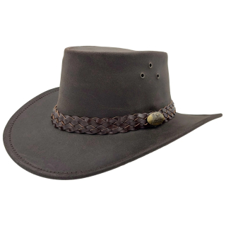 Jacaru Wallaroo Brown australský kožený klobouk